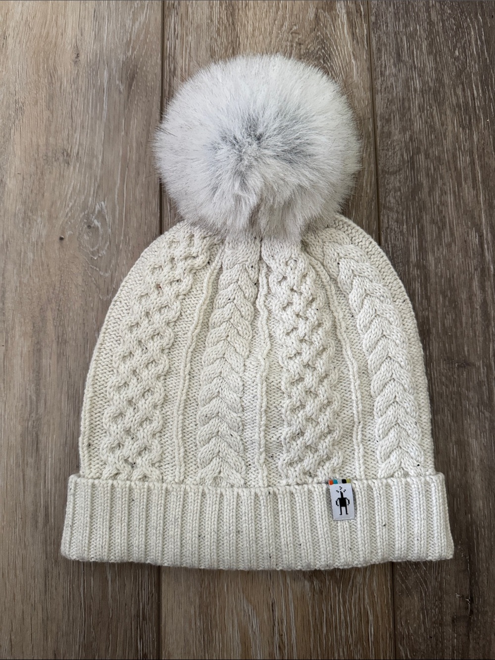 Smartwool Cream Cable-Knit Pom Beanie